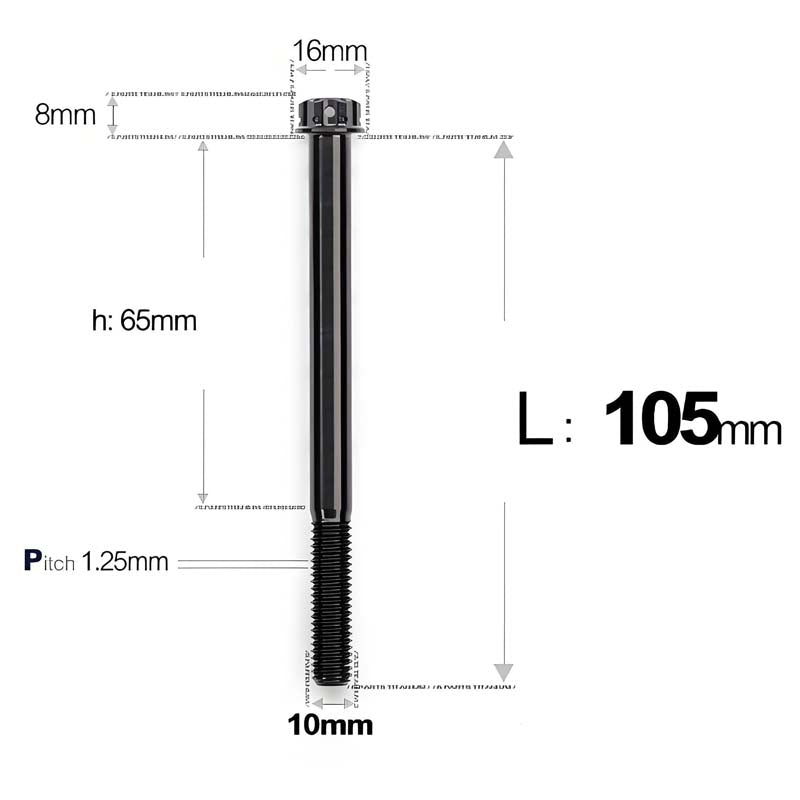 M10x85-120mm Titanium Motorcycle Bolts with 1.25mm Pitch