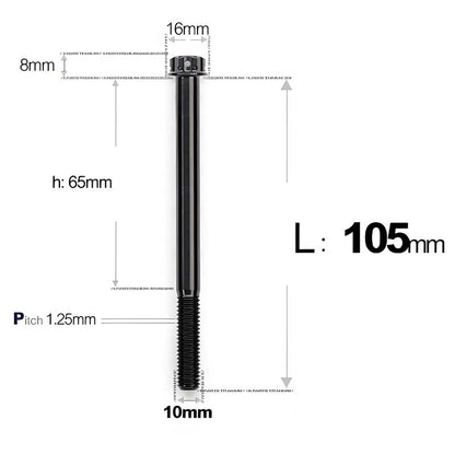M10x85-120mm Titanium Motorcycle Bolts with 1.25mm Pitch
