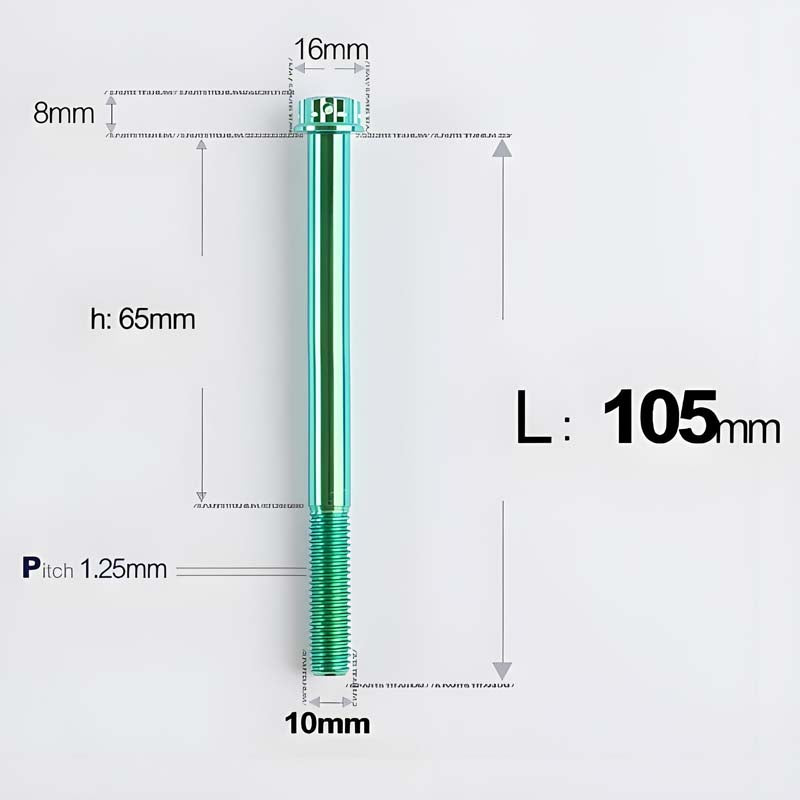 M10x85-120mm Titanium Motorcycle Bolts with 1.25mm Pitch