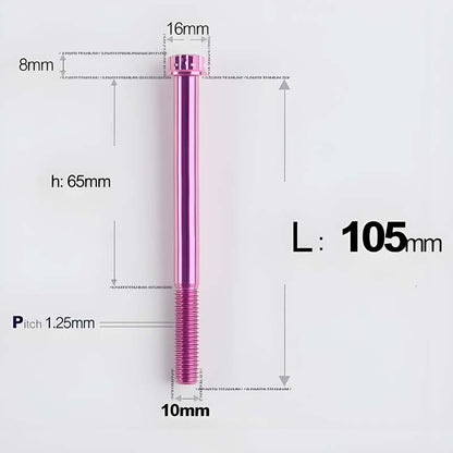 M10x85-120mm Titanium Motorcycle Bolts with 1.25mm Pitch