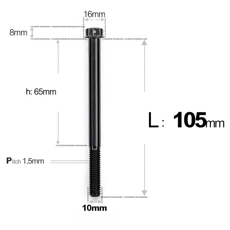 M10x65-120mm Titanium Motorcycle Bolts with 1.5mm Pitch
