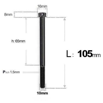 M10x65-120mm Titanium Motorcycle Bolts with 1.5mm Pitch