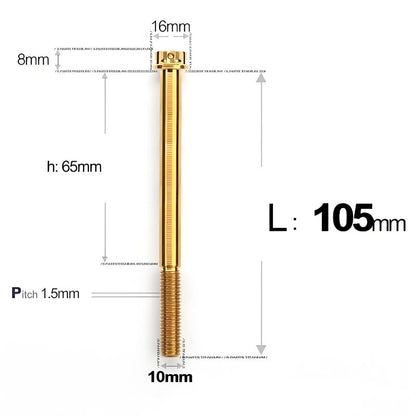 M10x65-120mm Titanium Motorcycle Bolts with 1.5mm Pitch