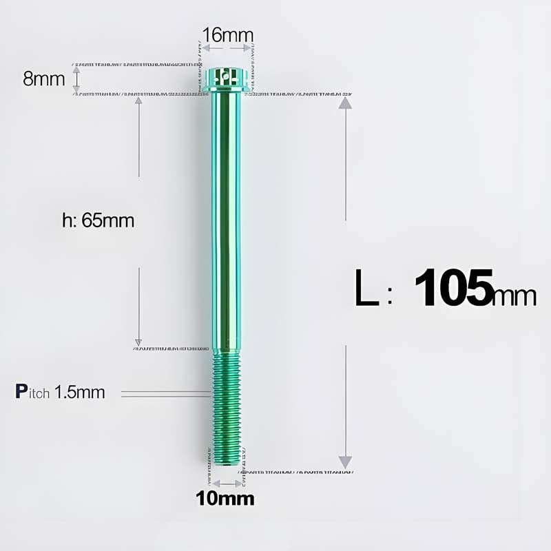 M10x65-120mm Titanium Motorcycle Bolts with 1.5mm Pitch