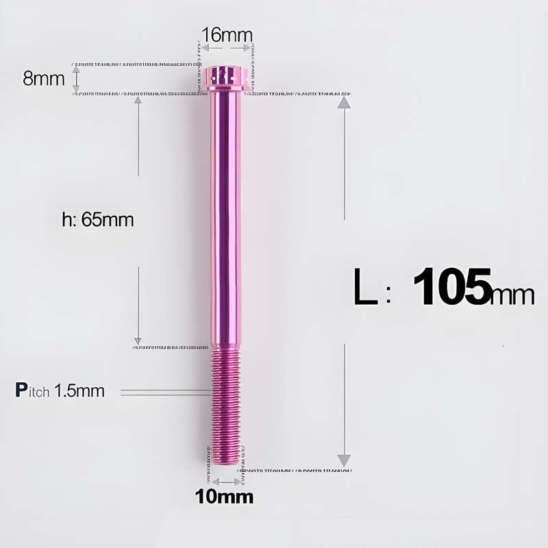 M10x65-120mm Titanium Motorcycle Bolts with 1.5mm Pitch