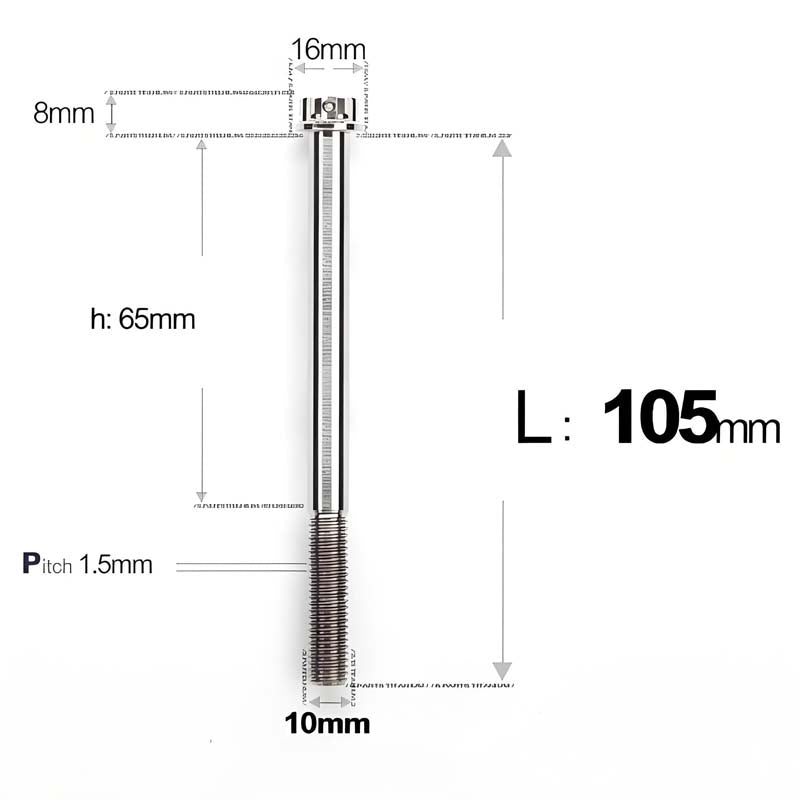 M10x65-120mm Titanium Motorcycle Bolts with 1.5mm Pitch
