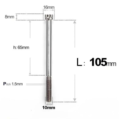 M10x65-120mm Titanium Motorcycle Bolts with 1.5mm Pitch