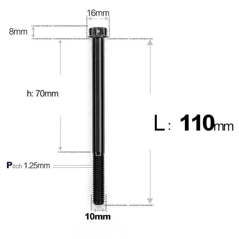 M10x85-120mm Titanium Motorcycle Bolts with 1.25mm Pitch