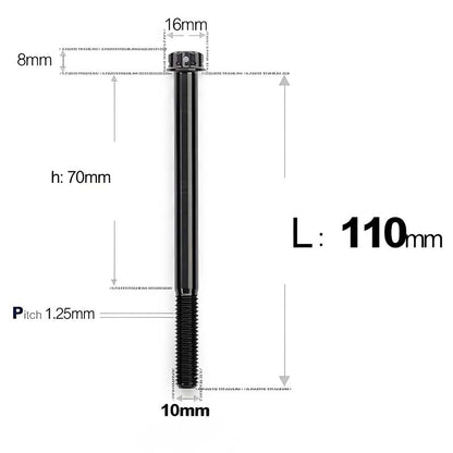 M10x85-120mm Titanium Motorcycle Bolts with 1.25mm Pitch
