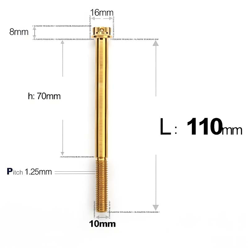 M10x85-120mm Titanium Motorcycle Bolts with 1.25mm Pitch