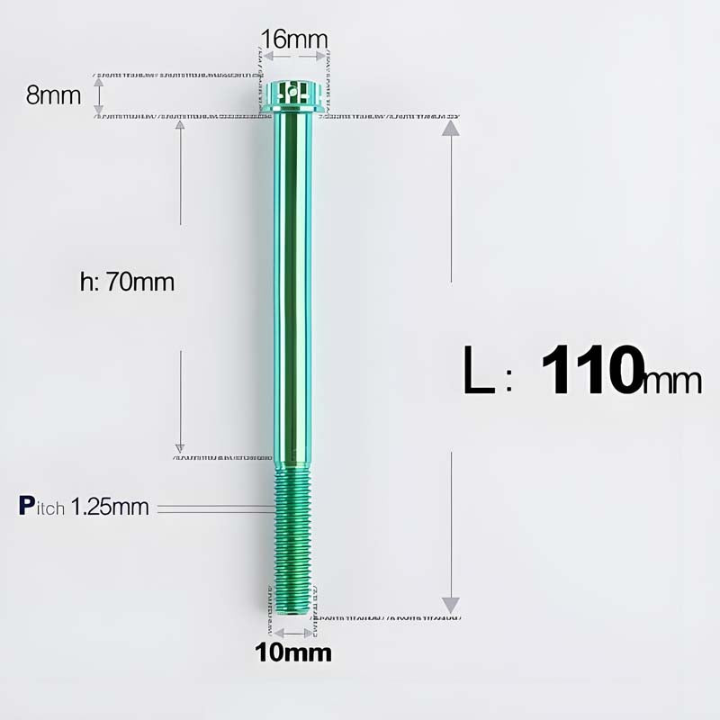 M10x85-120mm Titanium Motorcycle Bolts with 1.25mm Pitch