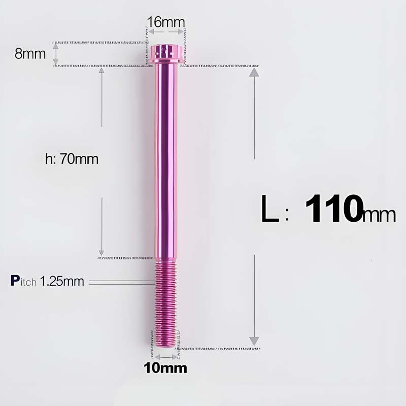 M10x85-120mm Titanium Motorcycle Bolts with 1.25mm Pitch