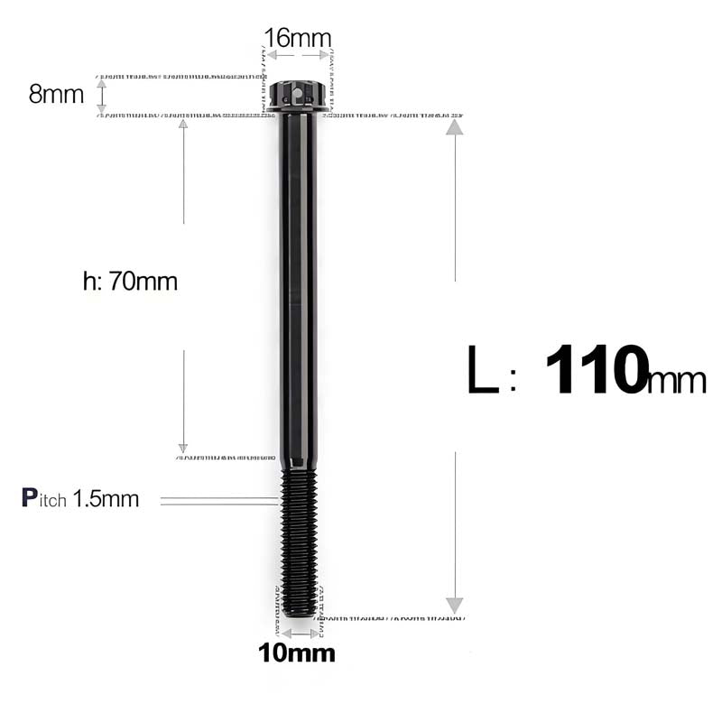 M10x65-120mm Titanium Motorcycle Bolts with 1.5mm Pitch