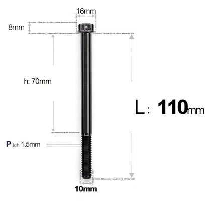 M10x65-120mm Titanium Motorcycle Bolts with 1.5mm Pitch