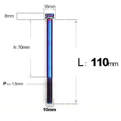 M10x65-120mm Titanium Motorcycle Bolts with 1.5mm Pitch