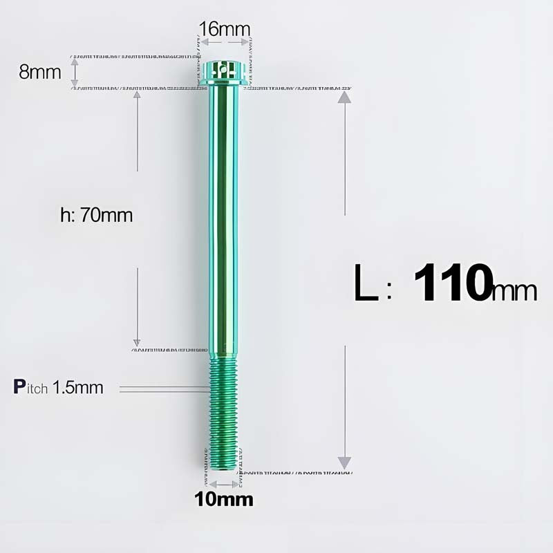 M10x65-120mm Titanium Motorcycle Bolts with 1.5mm Pitch