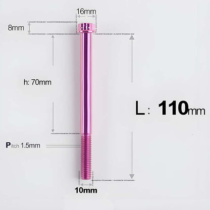 M10x65-120mm Titanium Motorcycle Bolts with 1.5mm Pitch