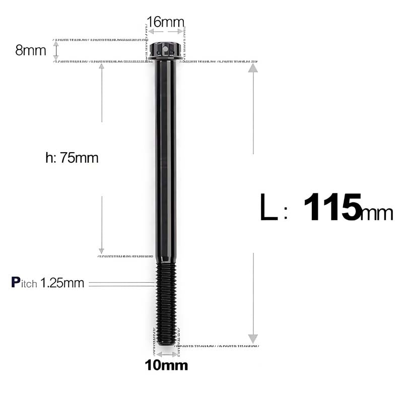 M10x85-120mm Titanium Motorcycle Bolts with 1.25mm Pitch