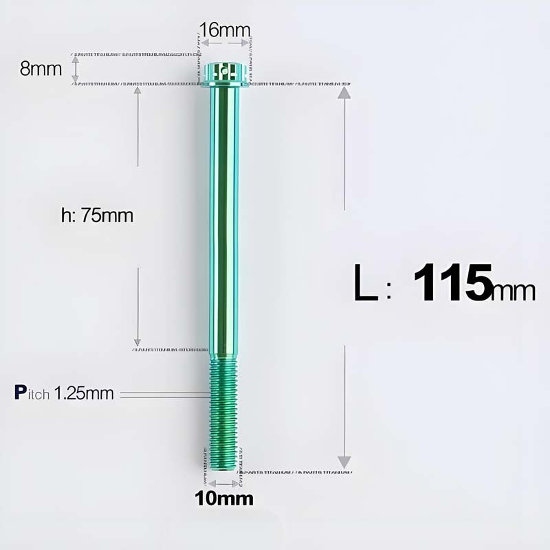 M10x85-120mm Titanium Motorcycle Bolts with 1.25mm Pitch