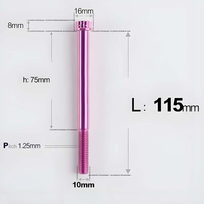 M10x85-120mm Titanium Motorcycle Bolts with 1.25mm Pitch