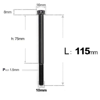 M10x65-120mm Titanium Motorcycle Bolts with 1.5mm Pitch