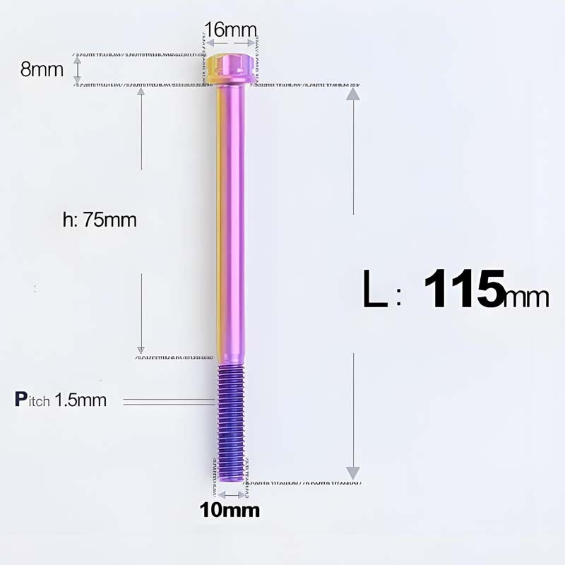 M10x65-120mm Titanium Motorcycle Bolts with 1.5mm Pitch