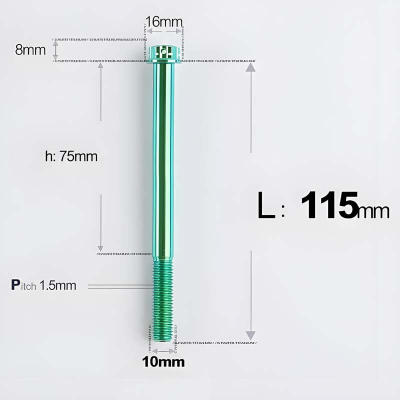 M10x65-120mm Titanium Motorcycle Bolts with 1.5mm Pitch