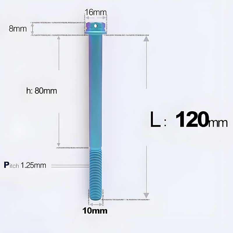 M10x85-120mm Titanium Motorcycle Bolts with 1.25mm Pitch