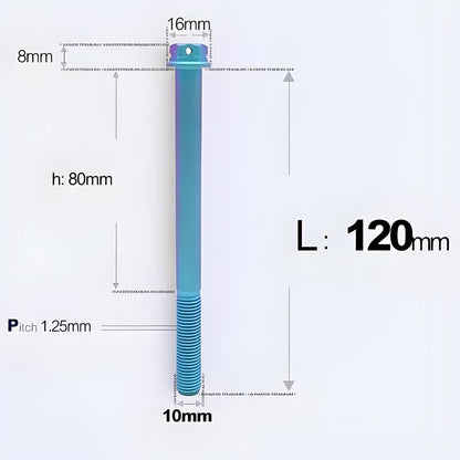 M10x85-120mm Titanium Motorcycle Bolts with 1.25mm Pitch