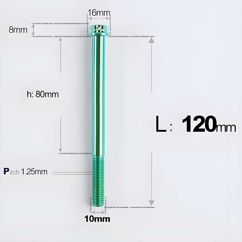 M10x85-120mm Titanium Motorcycle Bolts with 1.25mm Pitch