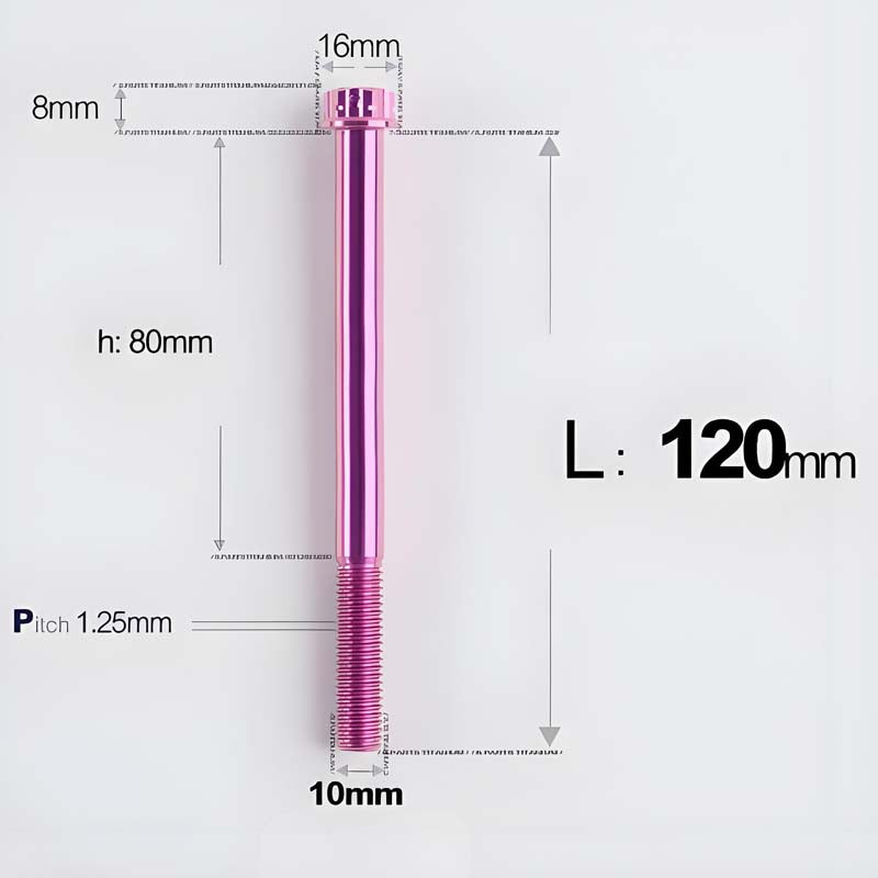 M10x85-120mm Titanium Motorcycle Bolts with 1.25mm Pitch