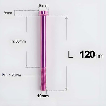 M10x85-120mm Titanium Motorcycle Bolts with 1.25mm Pitch