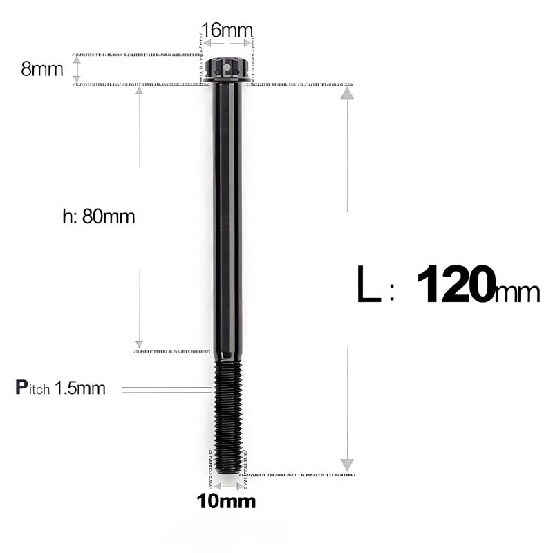 M10x65-120mm Titanium Motorcycle Bolts with 1.5mm Pitch