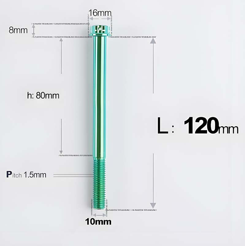 M10x65-120mm Titanium Motorcycle Bolts with 1.5mm Pitch