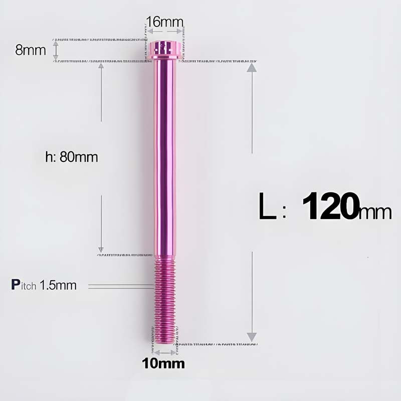 M10x65-120mm Titanium Motorcycle Bolts with 1.5mm Pitch