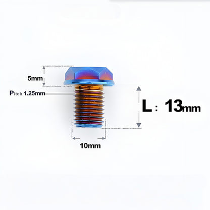 M10x13mm Titanium Motorcycle Mirror Adapter Bolts with Standard and Reverse Threads