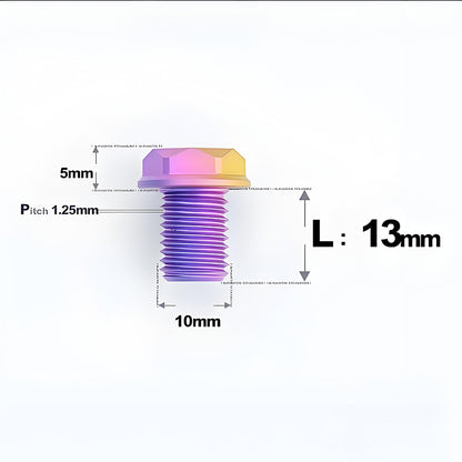 M10x13mm Titanium Motorcycle Mirror Adapter Bolts with Standard and Reverse Threads