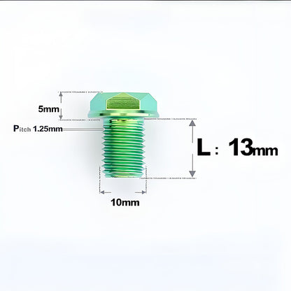 M10x13mm Titanium Motorcycle Mirror Adapter Bolts with Standard and Reverse Threads