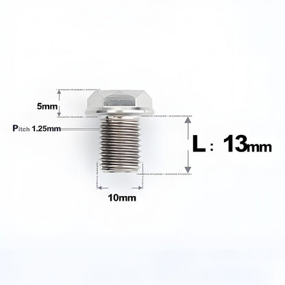 M10x13mm Titanium Motorcycle Mirror Adapter Bolts with Standard and Reverse Threads