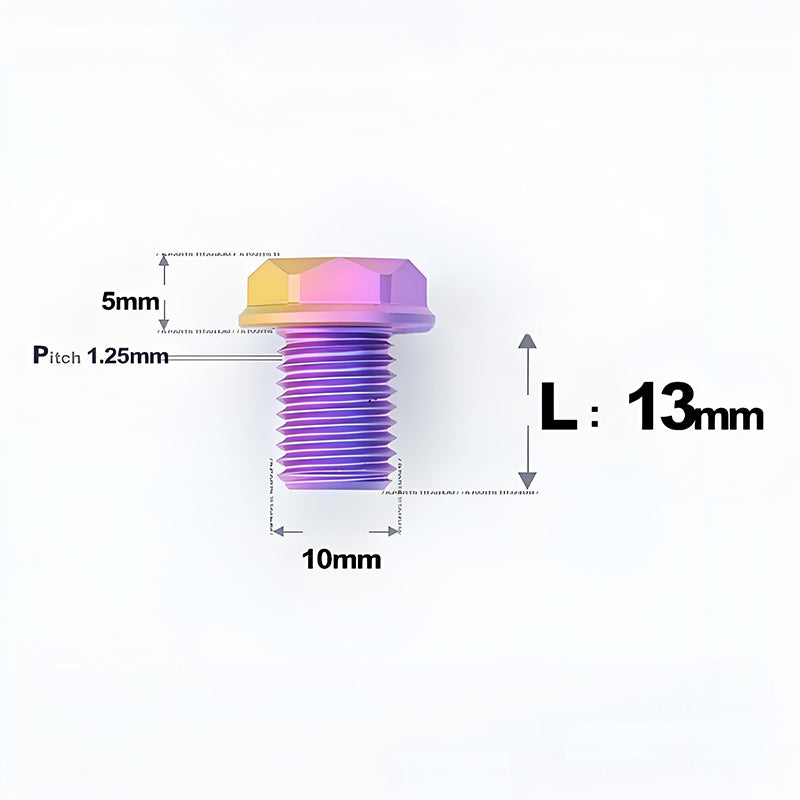 M10x13mm Titanium Motorcycle Mirror Adapter Bolts with Standard and Reverse Threads