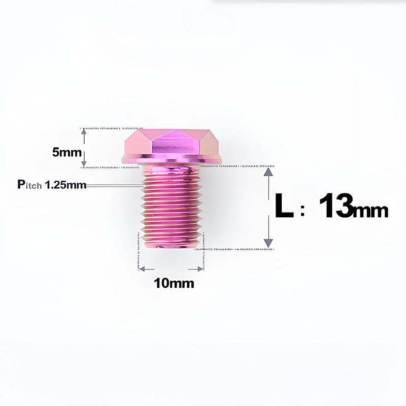 M10x13mm Titanium Motorcycle Mirror Adapter Bolts with Standard and Reverse Threads