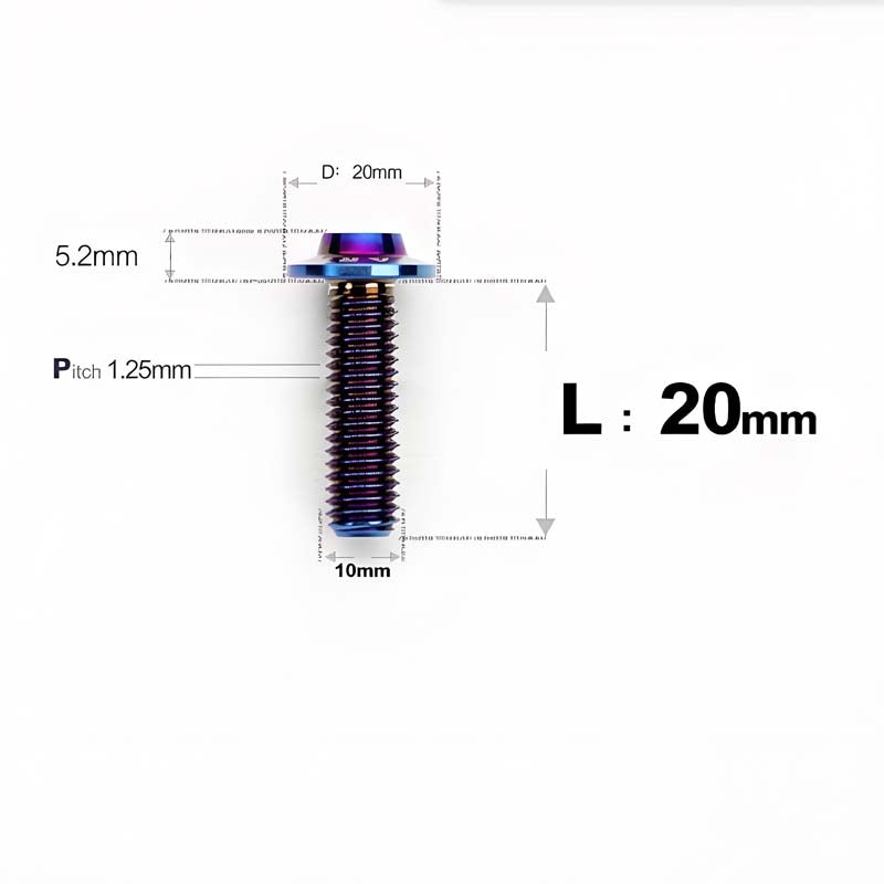 M10x20-65mm Titanium Torx Bolts with 1.25mm Pitch For Motorcycle
