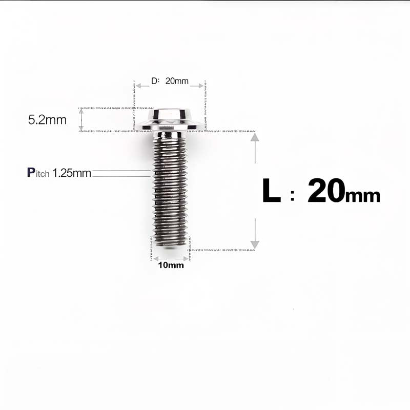 M10x20-65mm Titanium Torx Bolts with 1.25mm Pitch For Motorcycle