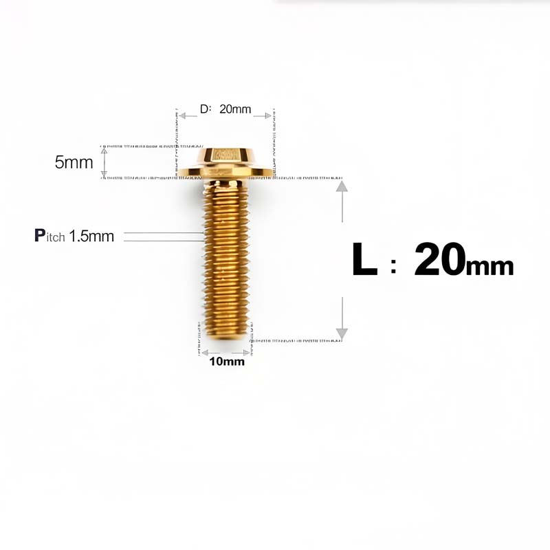 M10x20-65mm Titanium Torx Bolts with 1.5mm Pitch For Motorcycle