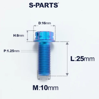 M10x12-40mm Titanium Motorcycle Bolts with 1.25mm Pitch