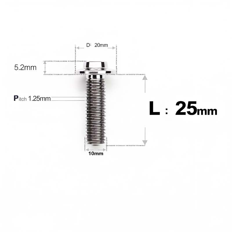 M10x20-65mm Titanium Torx Bolts with 1.25mm Pitch For Motorcycle