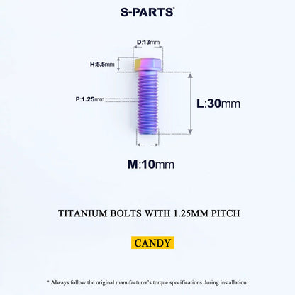 M10x20-55mm Titanium Bolts with 1.25mm Pitch For Motorcycle