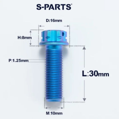 M10x12-40mm Titanium Motorcycle Bolts with 1.25mm Pitch