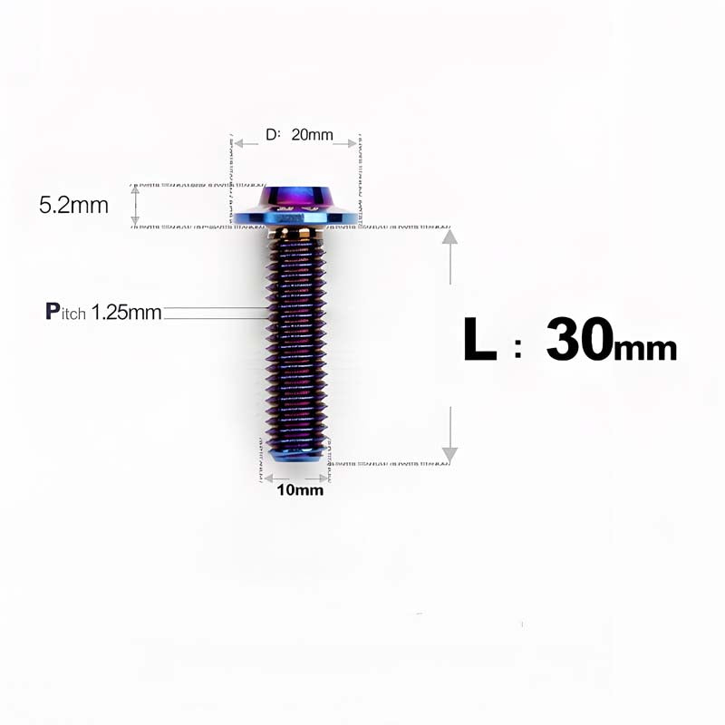 M10x20-65mm Titanium Torx Bolts with 1.25mm Pitch For Motorcycle