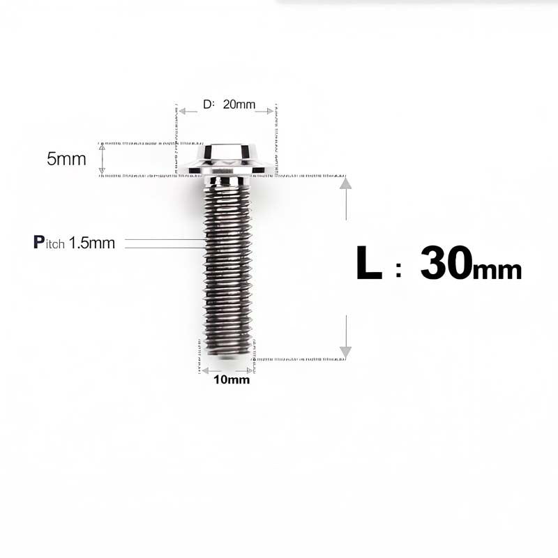 M10x20-65mm Titanium Torx Bolts with 1.5mm Pitch For Motorcycle